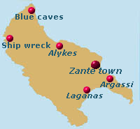 Map of Zakynthos